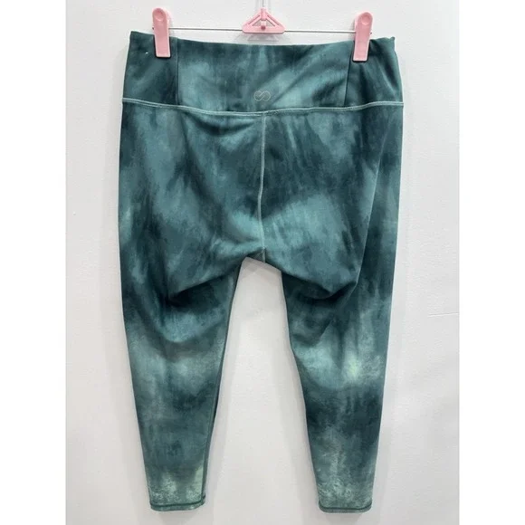 Calia Green Tie Dye Leggings High Rise Ankle Length Stretch Activewear Size L - Picture 3 of 8